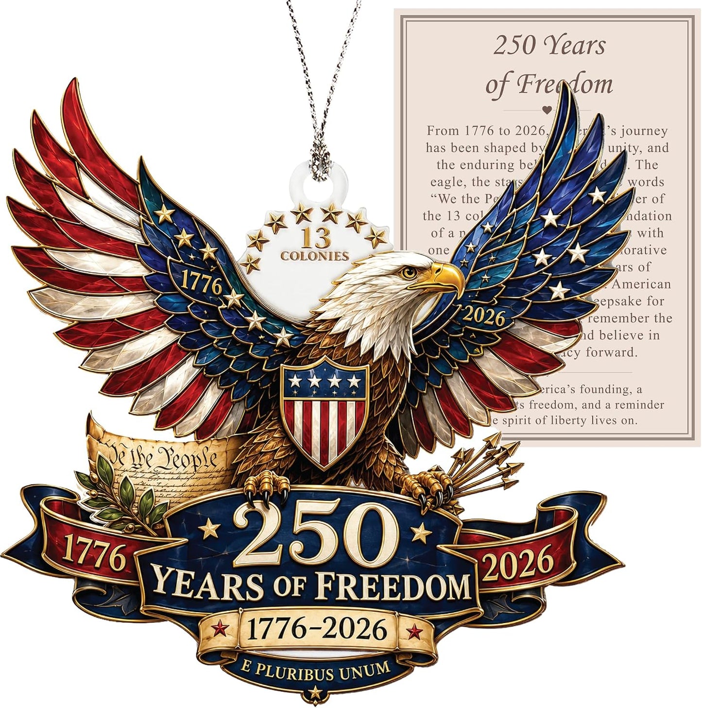 1776–2026 Freedom Eagle Christmas Ornament