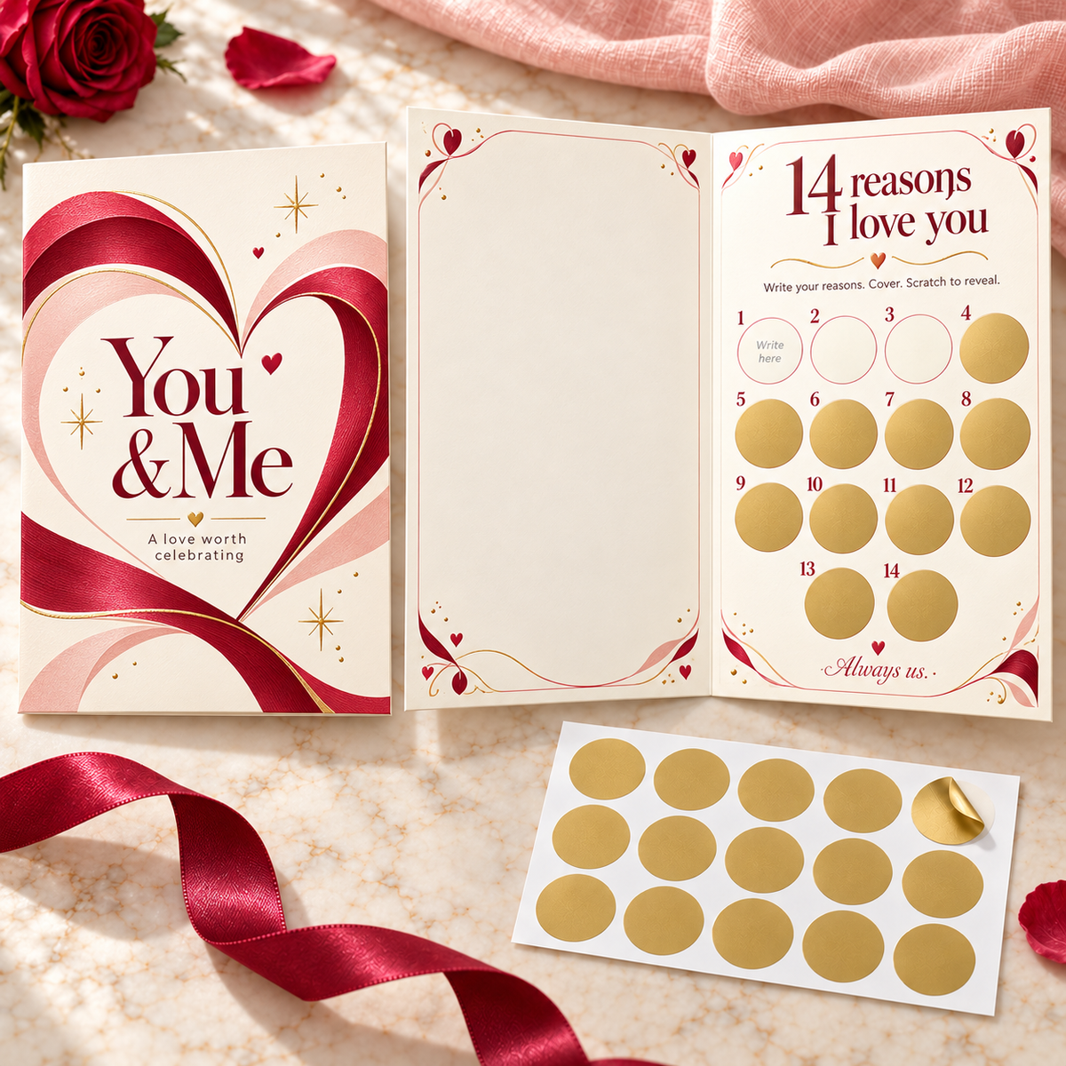 14 Reasons I Love You Scratch Off Valentine’s Card | Romantic Scratch Card Gift