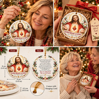 Christian Faith Ceramic Ornament – Double-Sided Keepsake for Peace, Comfort & Daily Blessings