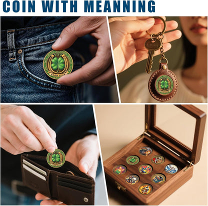 Lucky Elephant Coin with 4-Leaf Clover