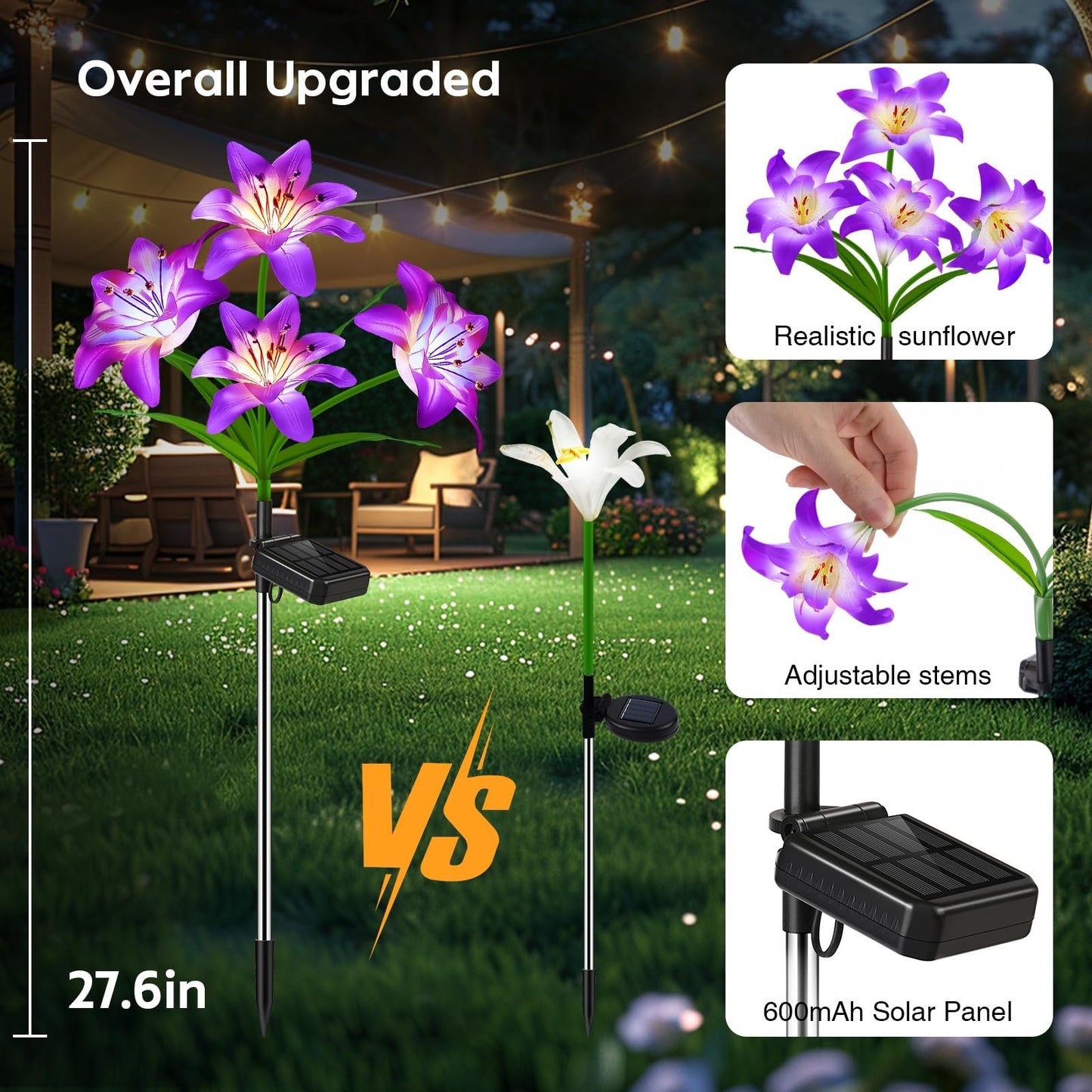 Solar-Powered  Blooming Lily Flowers Lights