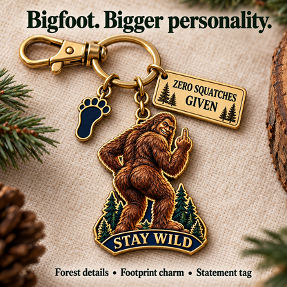 🔥Last Day 50% OFF "To My Favorite Weirdo" Funny Bigfoot Keychain & Gift Card Set 🌲🍑 - Sassy Gag Gift for Best Friends