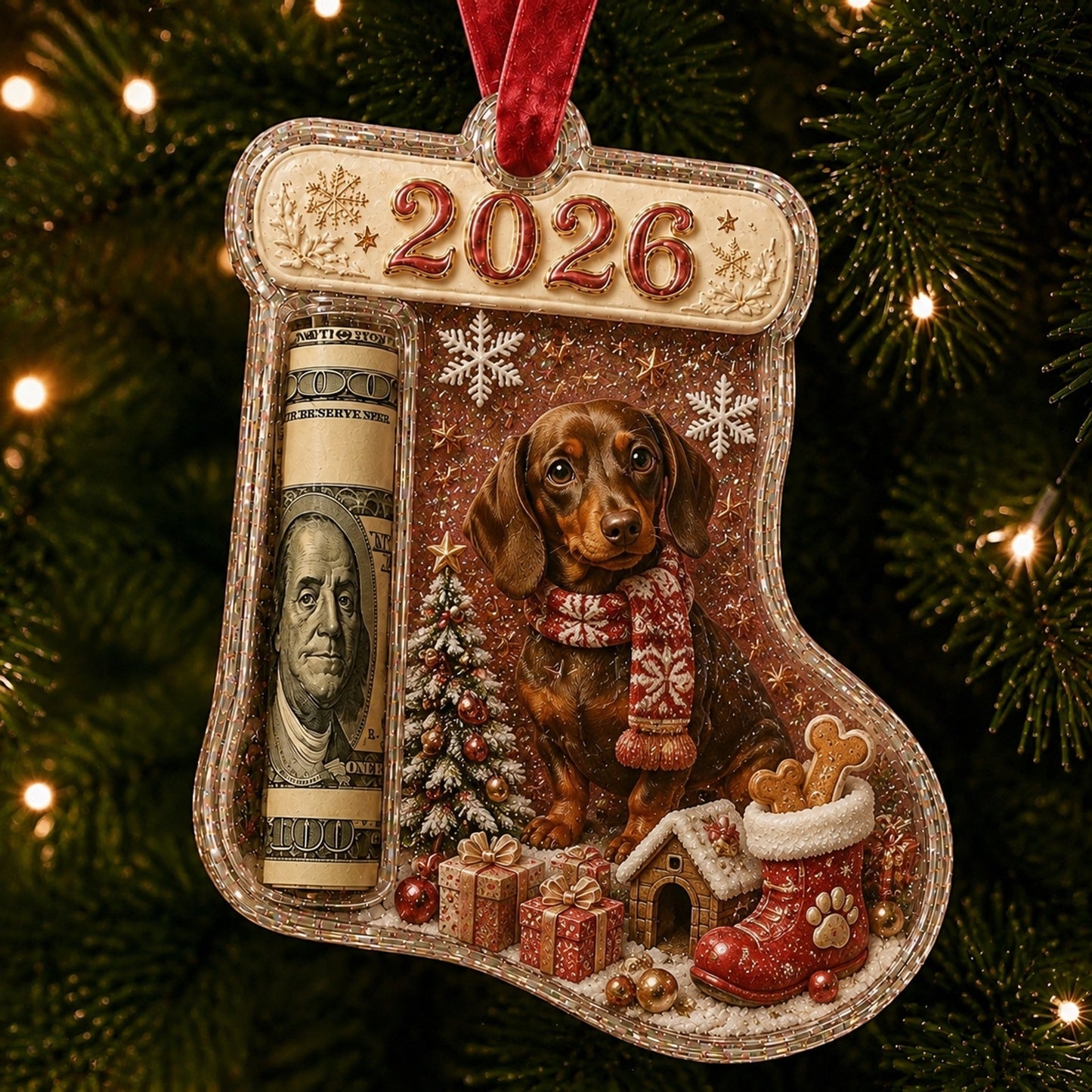 🎅 Cash Clip Christmas Tree Ornament – Novelty Holiday Money Gift Clip