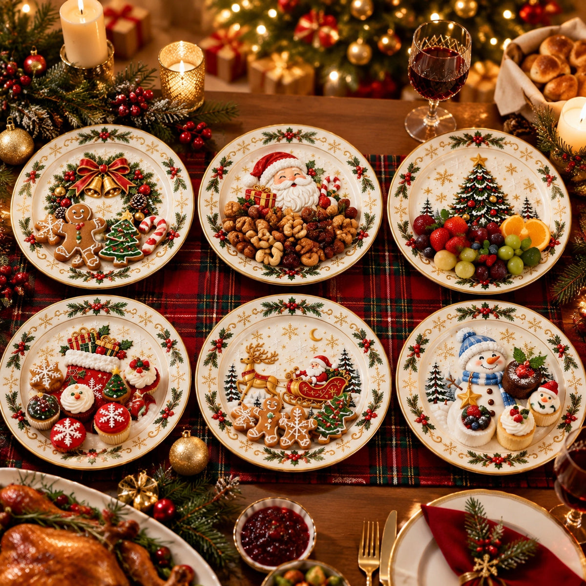 Christmas Dinner Plate Collection – 6 Festive Holiday Designs