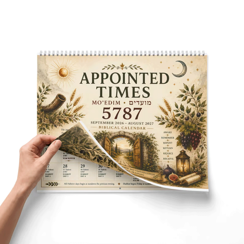 📅Biblical Hebrew Calendar 2026-2027 Appointed Times Wall Calendar | Feast Days, Hebrew Dates and Shabbat