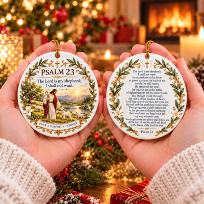 Christian Faith Ceramic Ornament – Double-Sided Keepsake for Peace, Comfort & Daily Blessings
