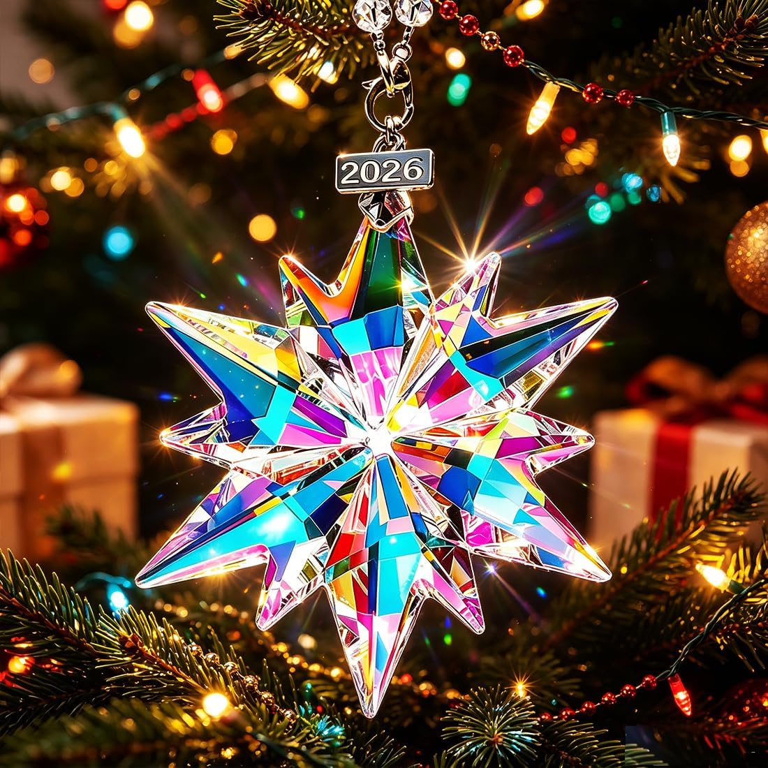 2026 Crystal Snowflake Christmas Ornament – Sparkling Holiday Tree Decoration