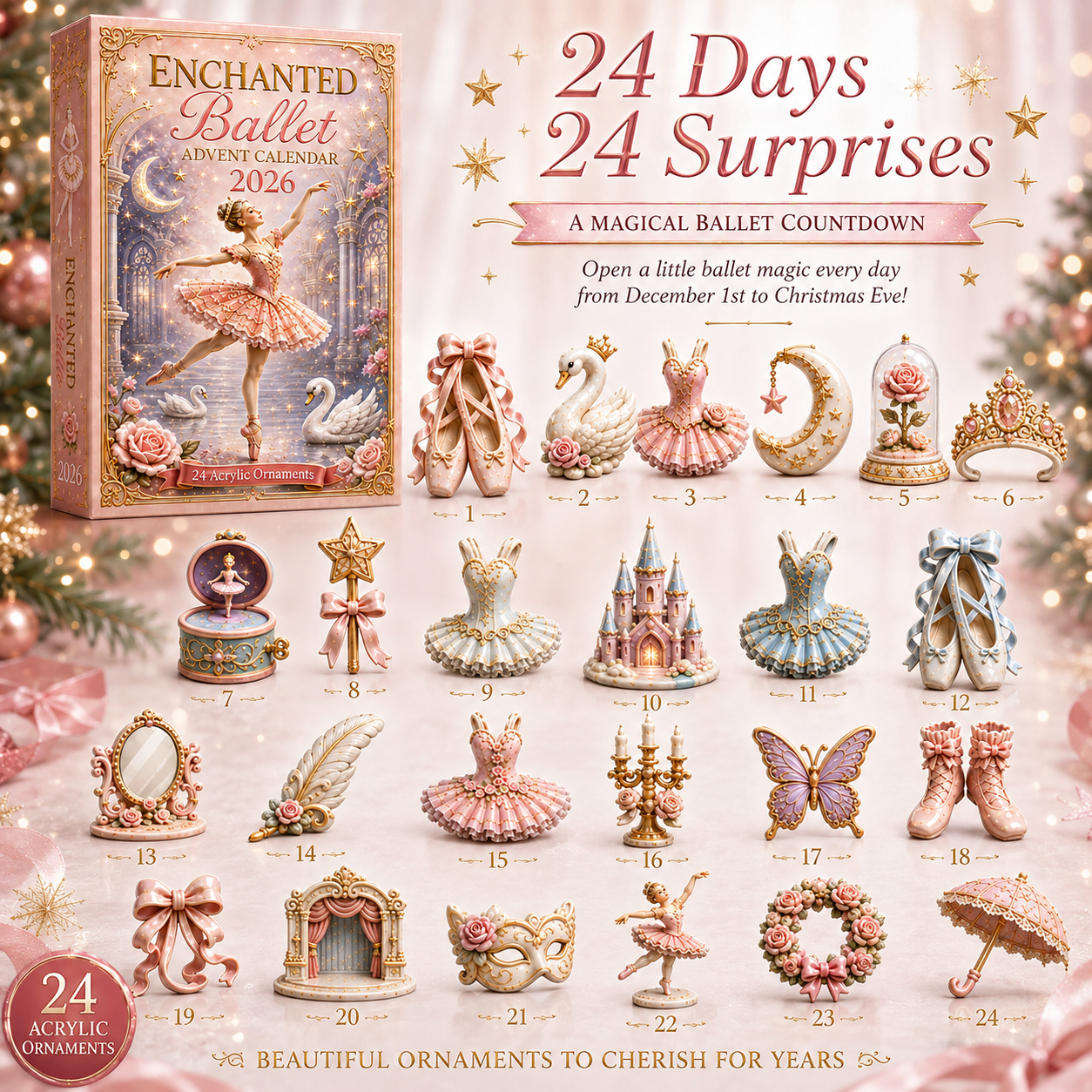 2026 Ballet Advent Calendar – 24 Days of Enchanted Christmas Ornaments
