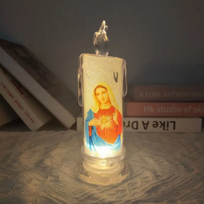 🕯️🕯️LED Prayer Flameless Candles, Jesus Saints Religious Decoration, Christmas Easter gift