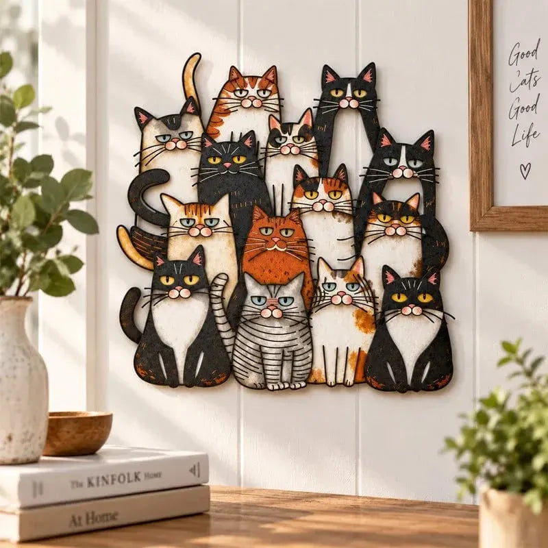 😻🐾Whimsical Cat Family Metal Wall Art