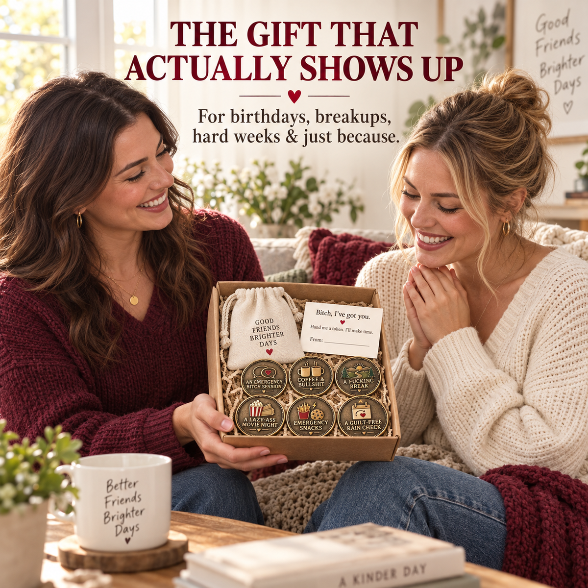 Friendship Support Tokens  | The Ultimate "I've Got Your Back" Gift Set for Besties