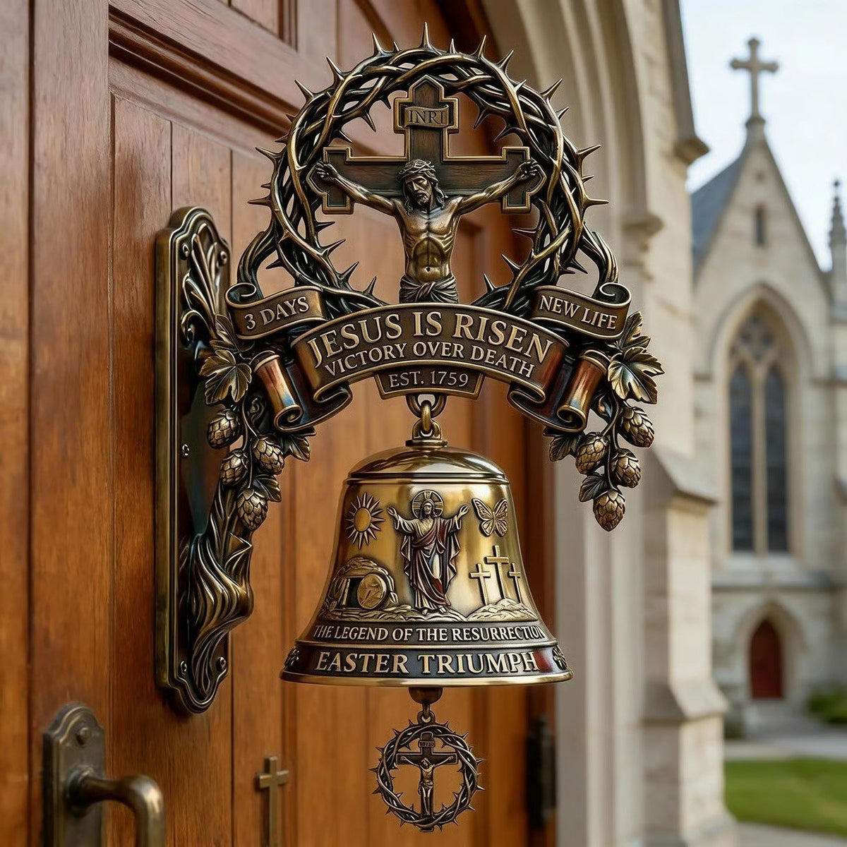 ✝️ Easter Jesus Cross Commemorative Wall Bell – A Sacred Keepsake of Faith