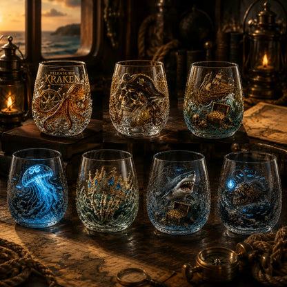 🌊Release The Kraken Pirate Glass Collection — 3-Piece Legendary Ocean Treasure Set - KRAKEN RISE GLass