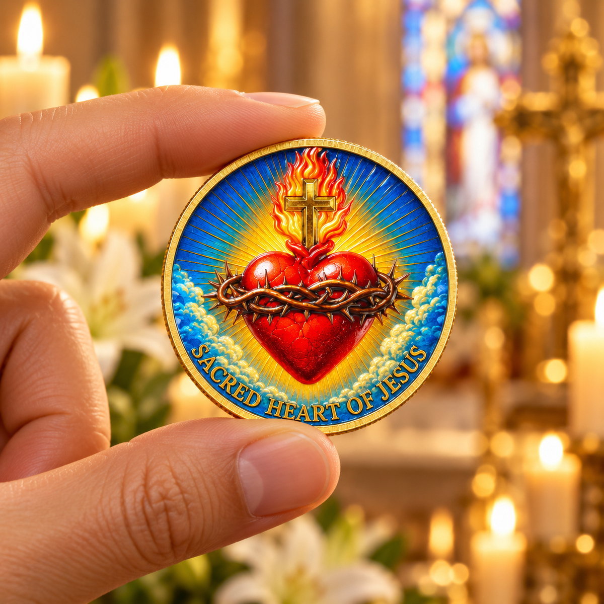 🎉🇺🇸 Limited Edition!🔥🔥Sacred Heart of Jesus Commemorative Coin