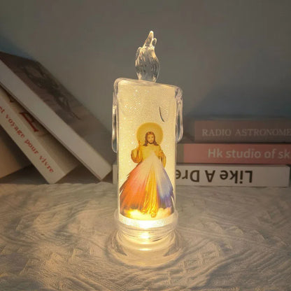 🕯️🕯️LED Prayer Flameless Candles, Jesus Saints Religious Decoration, Christmas Easter gift