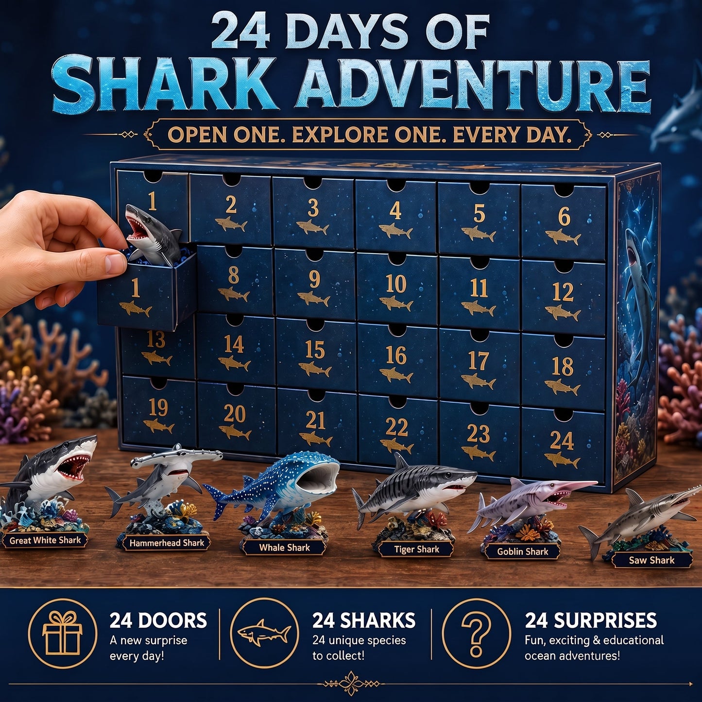 🔥50% Off Today Only-🦈 2026 Shark World Advent Calendar