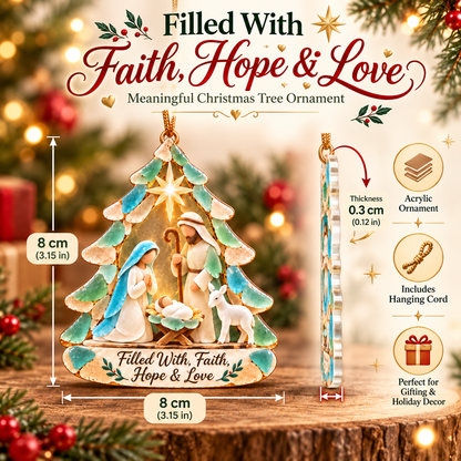 🔥 LIMITED TIME 50% OFF – 🎄 Faith, Hope & Love Nativity Christmas Ornament