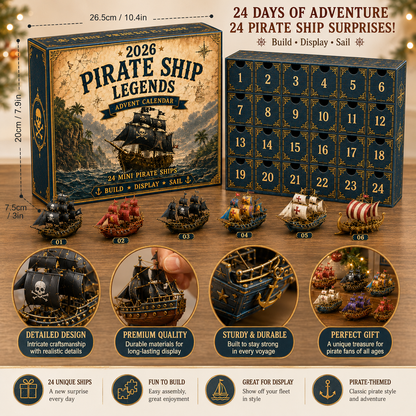⏳ Last Day 49% OFF – 🏴‍☠️⛵ Pirate Ship Legends Advent Calendar 2026 | 24 Days of High-Seas Adventure with 24 Unique Mini Pirate Ships 🎄🎁