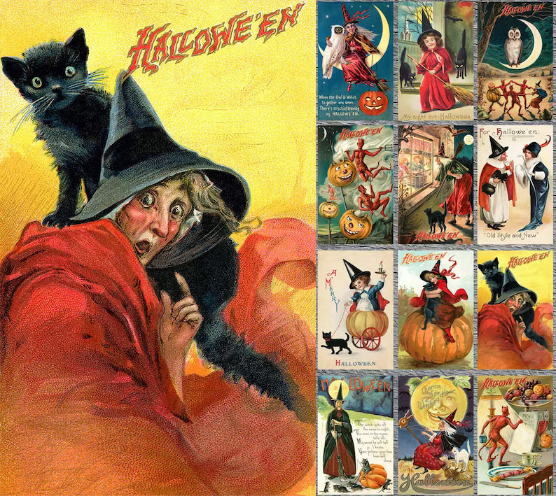 🎃🎁Vintage Halloween Postcard ( 24 pcs )