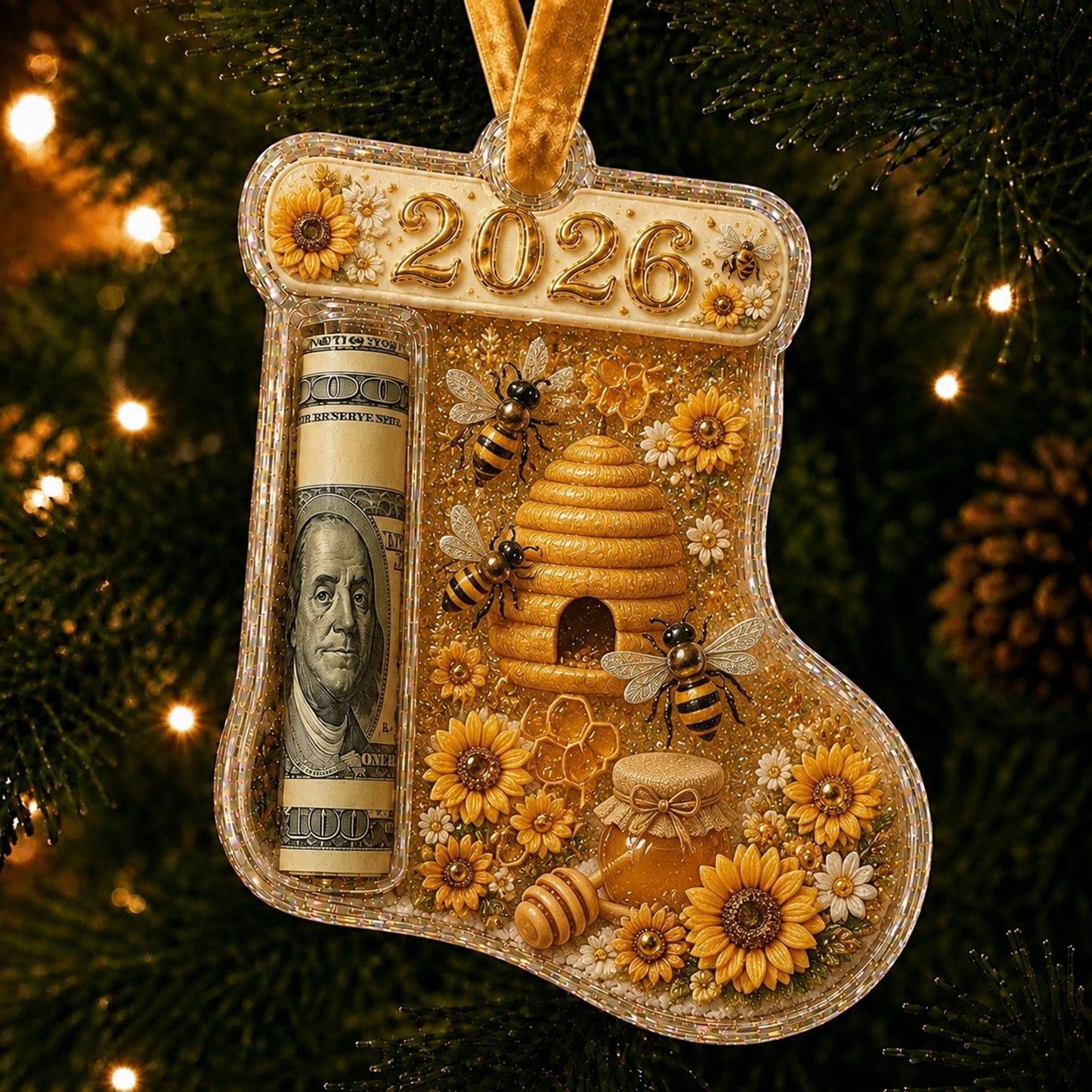 🎅 Cash Clip Christmas Tree Ornament – Novelty Holiday Money Gift Clip
