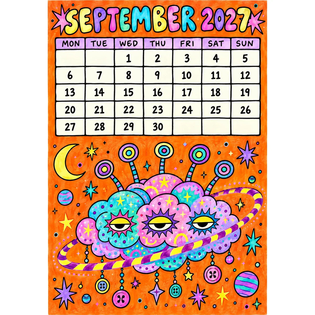 📅🎨2027 Whimsical Art Wall Calendar – 12-Month Fantasy Illustration Calendar