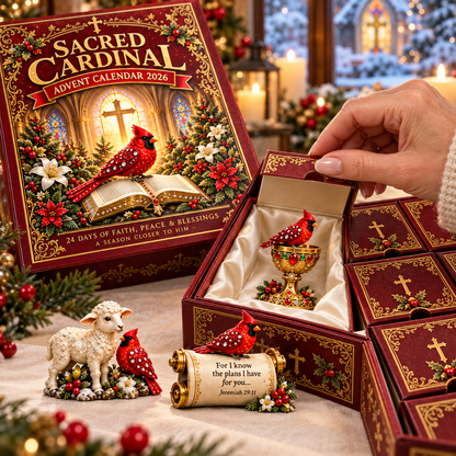 🔥Sacred Cardinal Advent Calendar 2026 – 24 Christian Keepsake Figurines of Faith, Hope & Christmas Blessings.