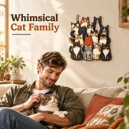 😻🐾Whimsical Cat Family Metal Wall Art