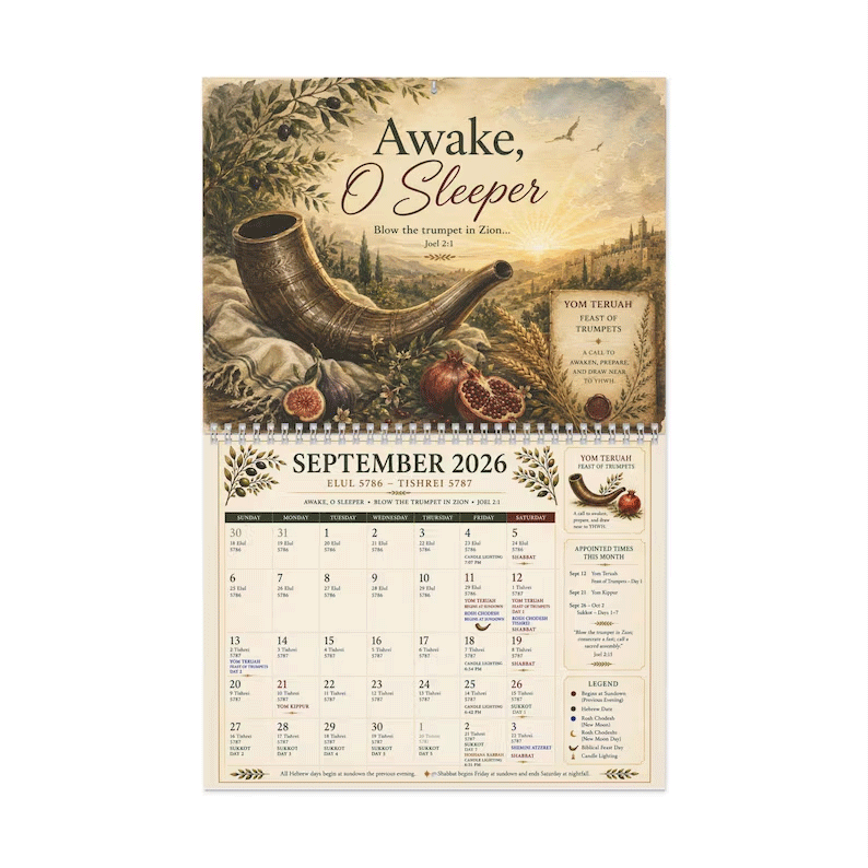 📅Biblical Hebrew Calendar 2026-2027 Appointed Times Wall Calendar | Feast Days, Hebrew Dates and Shabbat