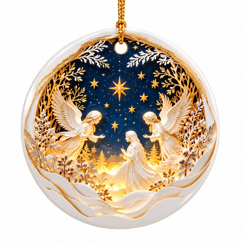 👼 Heavenly Angels Christmas Ornament – A Beautiful Reminder of Faith, Peace & Love ✨❤️