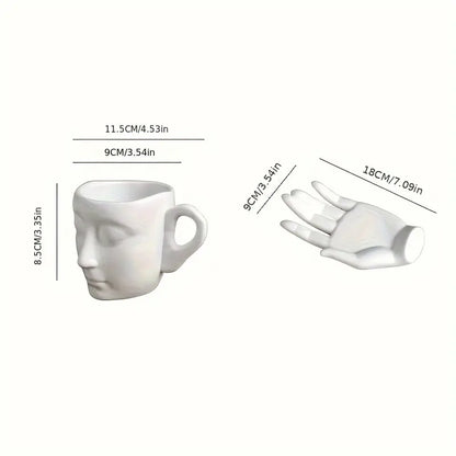 🔥🔥 Hot Sale - Ceramic Face Coffee Cup with Dish and Spoon