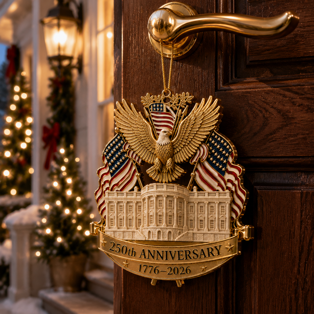 🔥250th Anniversary Gold Eagle White House Christmas Tree Ornament