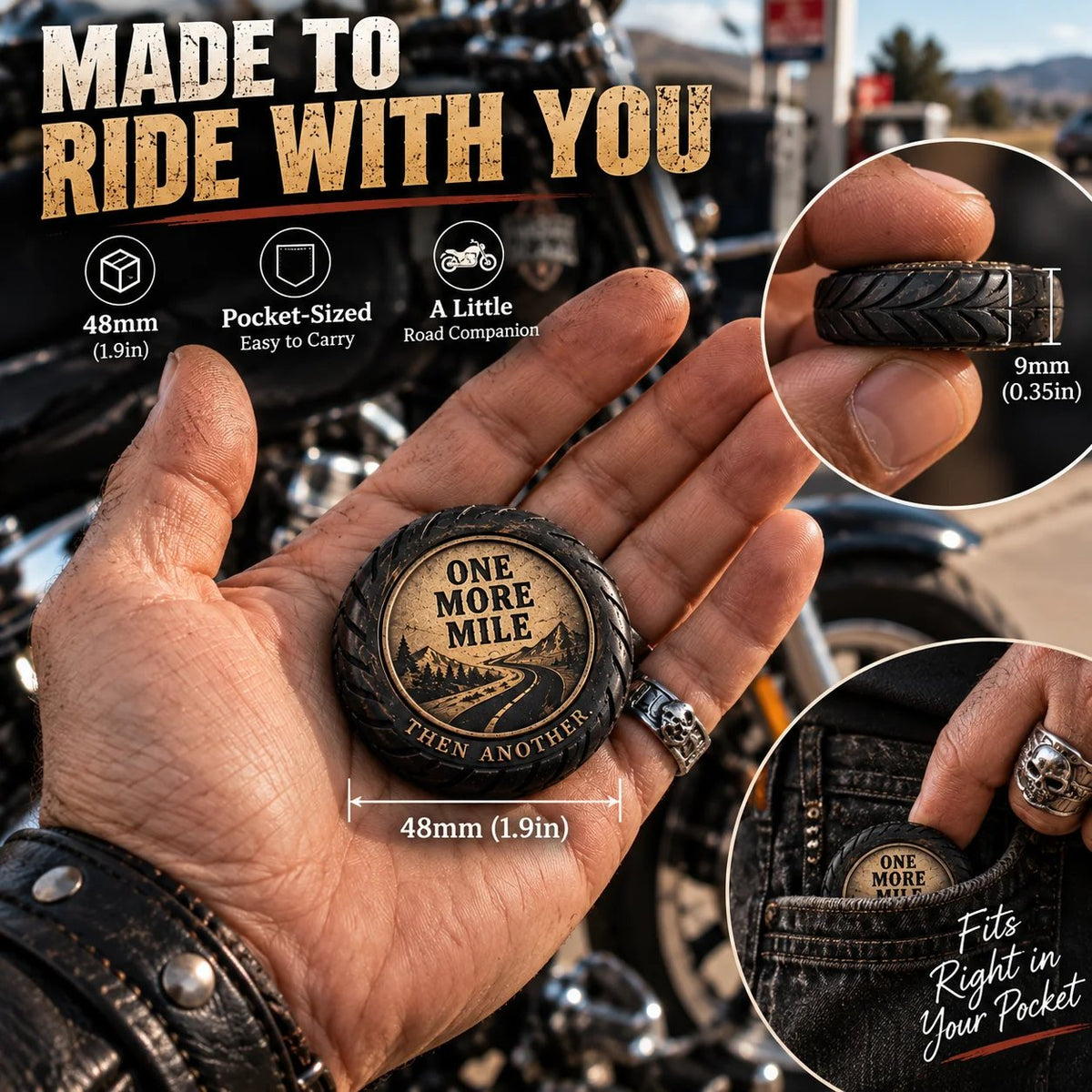 🏍️ 🛞One More MileTM Pocket Hug for Riders