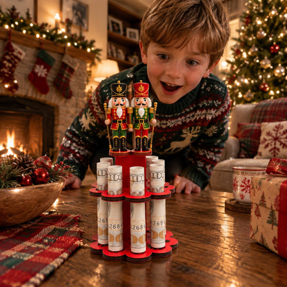 Christmas Tabletop Wooden Money Holder 🎁 Santa Snowman Christmas Tree Cash Roll Display Rack, Funny Christmas Gift for Family Friends