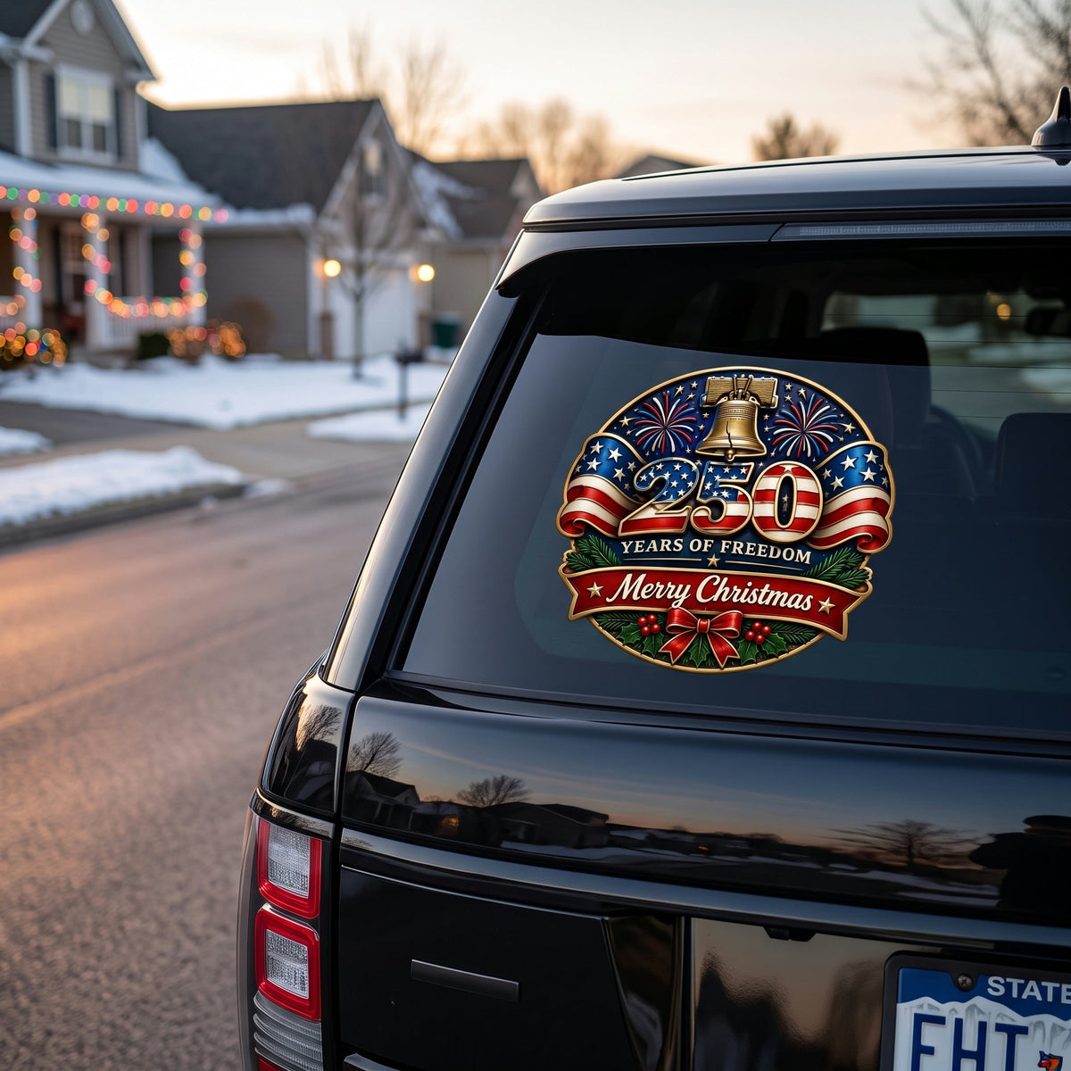 Christmas & 250th Anniversary Metal Car Decal
