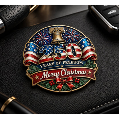 Christmas & 250th Anniversary Metal Car Decal