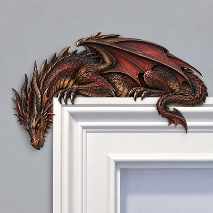 ⏳ Last Day 50% OFF – 🐉🔥 Sleeping Dragon Door Topper | Medieval Fantasy Dragon Guardian Wall Décor for Doorway, Gaming Room & Gothic Home 🏰✨