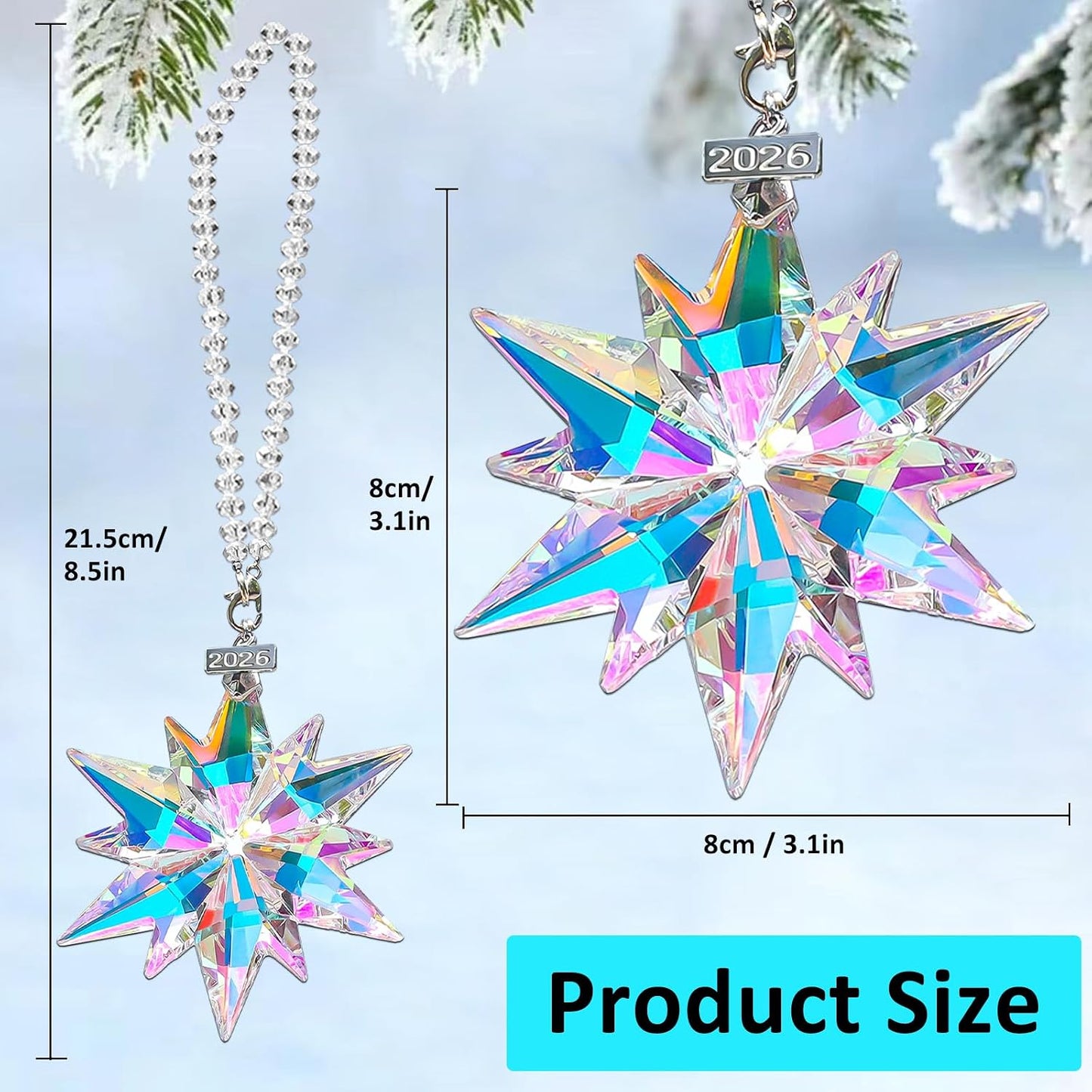 2026 Crystal Snowflake Christmas Ornament – Sparkling Holiday Tree Decoration