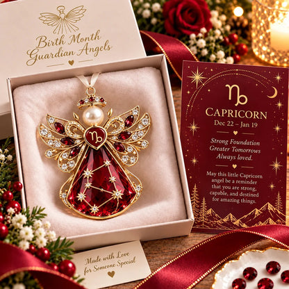 👼 Christmas Zodiac Guardian Angel Keepsake | 12 Signs with Jewel-Toned Designs & Meaningful Gift Cards ✨