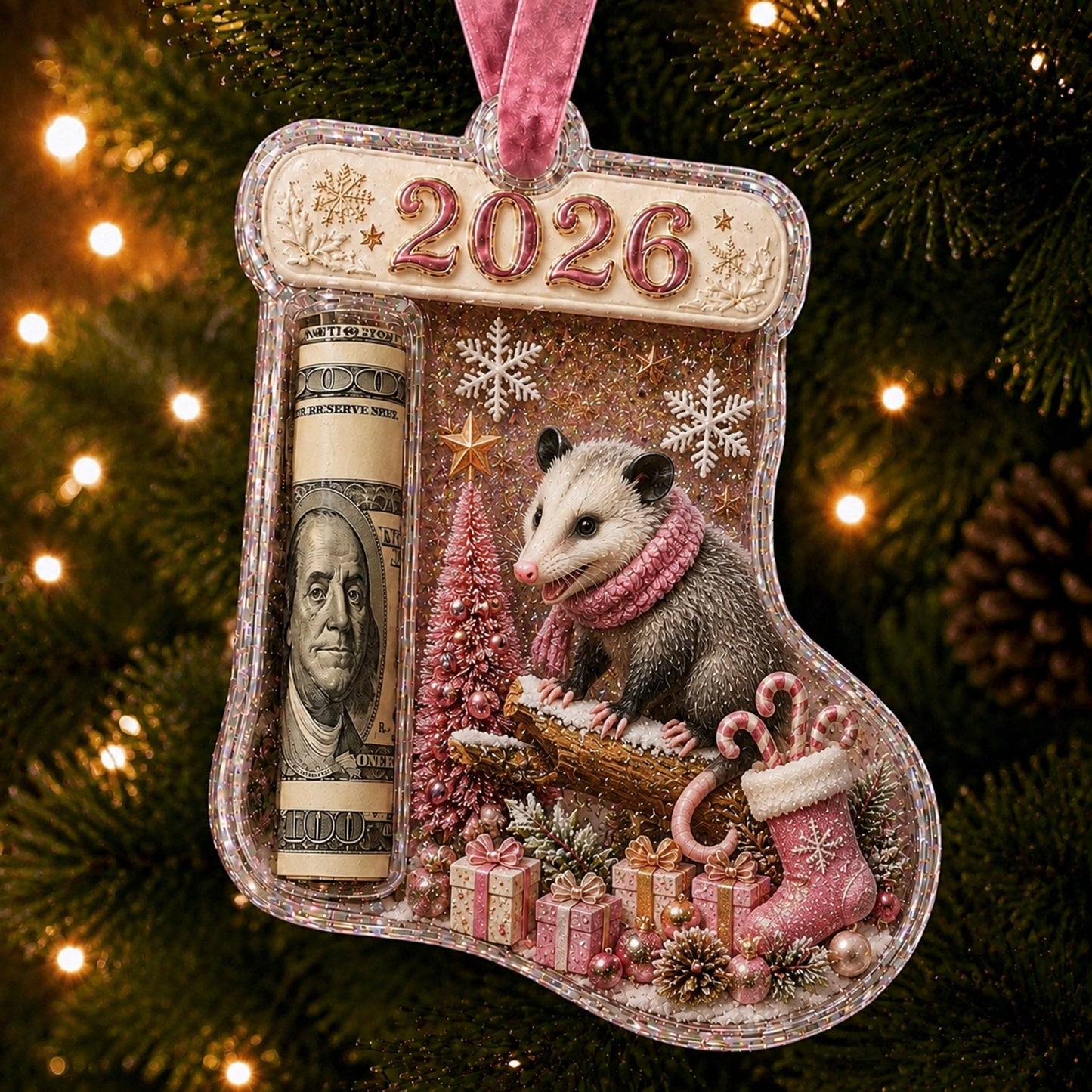 🎅 Cash Clip Christmas Tree Ornament – Novelty Holiday Money Gift Clip