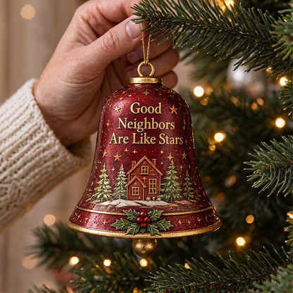 🔔 Sentimental Christmas Bell Ornament – 3D Keepsake with Gold Accents & Heartfelt Verse