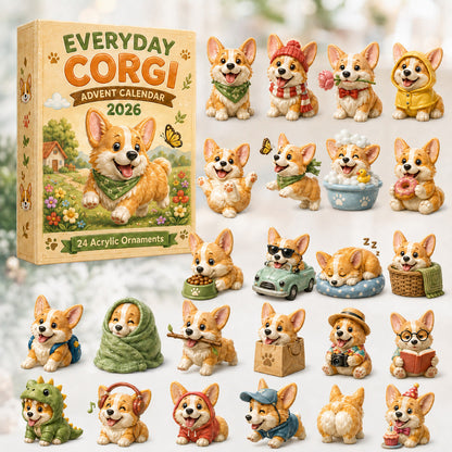 Everyday Corgi Advent Calendar 2026 - 24-Day Festive Countdown, Acrylic Charms Blind Box - Gift For Corgi Lovers