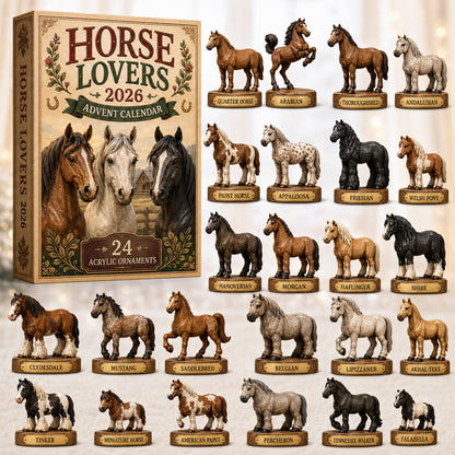Horse Lovers Advent Calendar 2026 - 24-Day Festive Countdown, Acrylic Charms Blind Box
