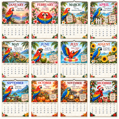 2027 Tropical Macaw Calendar – Colorful 12-Month Wall Calendar