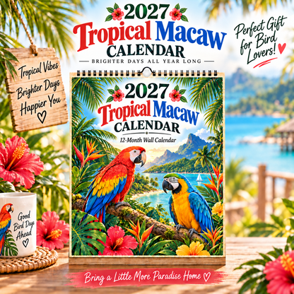 2027 Tropical Macaw Calendar – Colorful 12-Month Wall Calendar