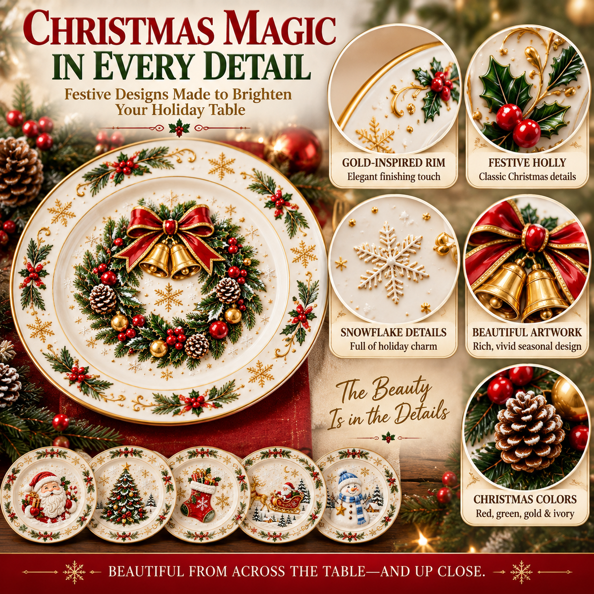 Christmas Dinner Plate Collection – 6 Festive Holiday Designs