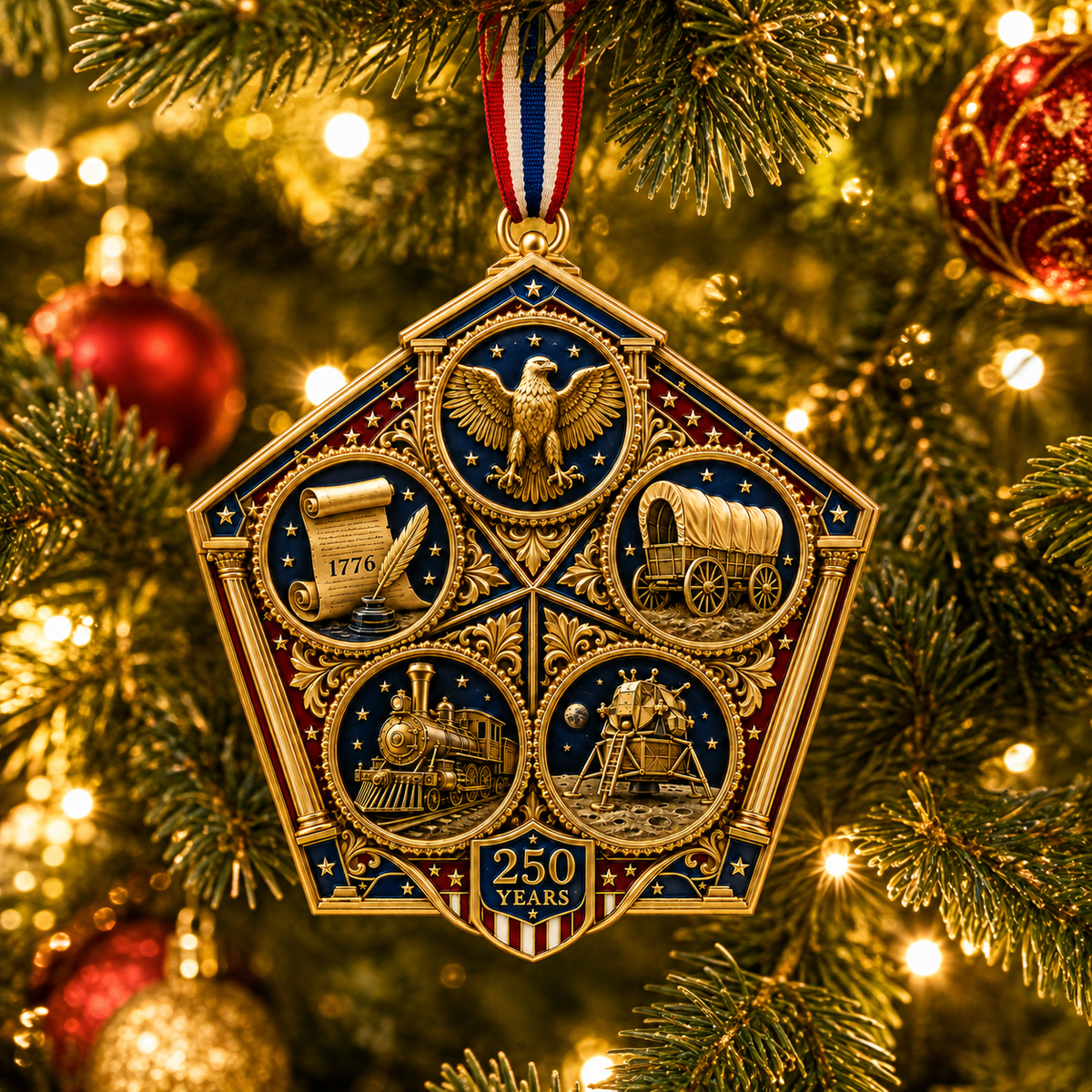 🔥 Limited Edition 🔥 2026 America 250th Anniversary Heritage Journey Christmas Ornament 🇺🇸🎄✨