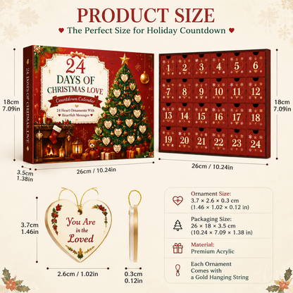 🎄24 Days of Christmas Love Countdown Calendar – Heartfelt Message Ornaments Gift