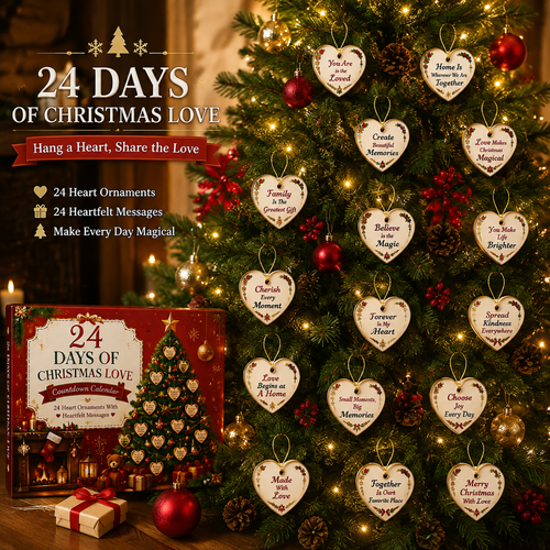 🎄24 Days of Christmas Love Countdown Calendar – Heartfelt Message Ornaments Gift