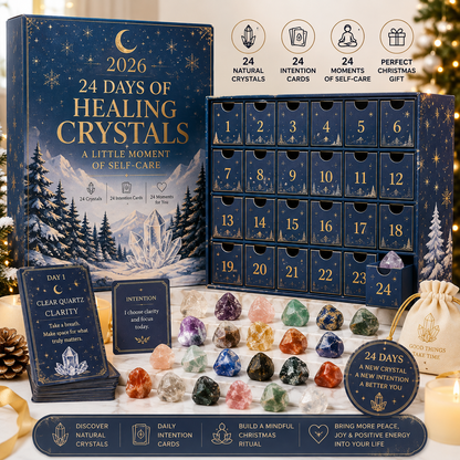 2026 Crystal Advent Calendar – 24 Days of Self-Care with Natural Crystals & Intention Cards, Christmas Countdown Gift for Mom, Girlfriend, Sister & Best Friend