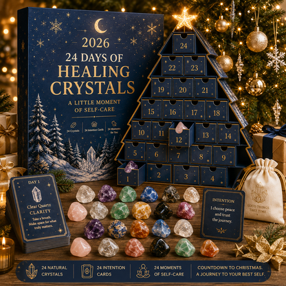 2026 Crystal Advent Calendar – 24 Days of Self-Care with Natural Crystals & Intention Cards, Christmas Countdown Gift for Mom, Girlfriend, Sister & Best Friend